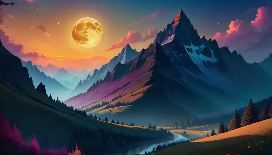 Dream About Moon Rising from Mountains